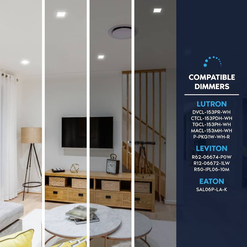 Luxrite 6" Square LED Recessed Ceiling Light JBox 18W 5 Color